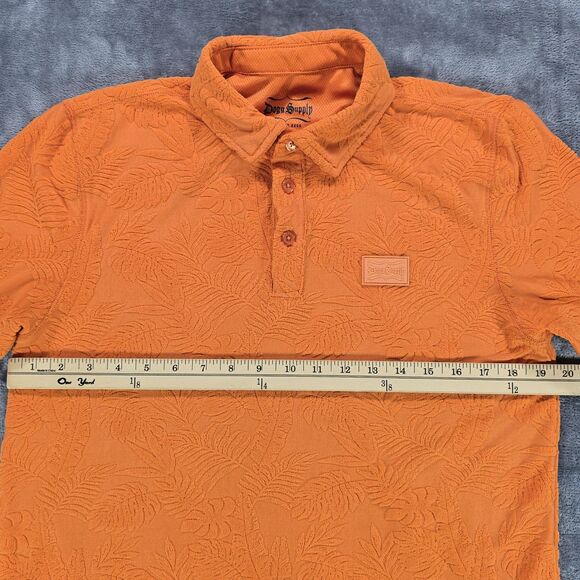 Dogg Supply by Snoop Dogg Polo Shirt Mens Small Terry Terrycloth Orange Leaves - Picture 6 of 9